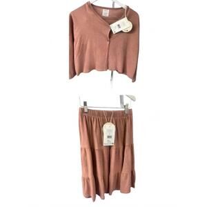 NEW PLAY UP girl's cardigan and skirt set in coral